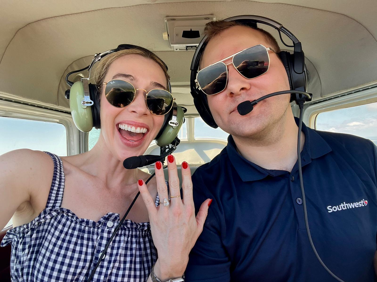 Wedding engagement on a custom airplane tour at High Tide Aviation