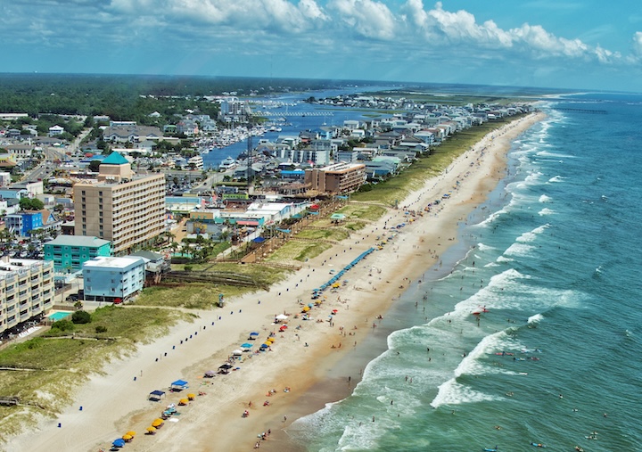 High Tide aviation tour view of Southport, NC